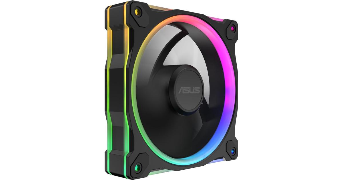 ASUS Prime MR120 aRGB Fan, 1600 RPM Fan Speed, 58 CFM Fan Airflow, Standard Blade, Dual-Sided Lighting, Sleeve Bearing, Single Pack, Black