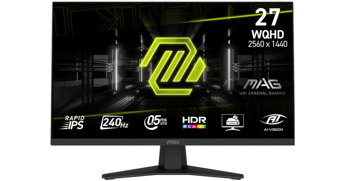 MSI MAG 274QF X24 27" Rapid IPS 2K 240Hz 0.5ms HDR Ready sRGB 130% AMD FreeSync™ Premium AI Vision & Console Mode w/ 2x HDMI & DisplayPort - Black