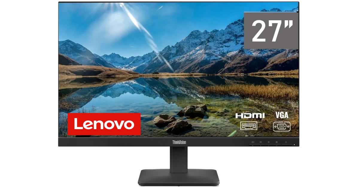 Lenovo ThinkVision S27-4e IPS 27" Full HD 99% sRGB 100Hz Eyesafe & Low Blue Light w/ VGA & HDMI Interface - Black
