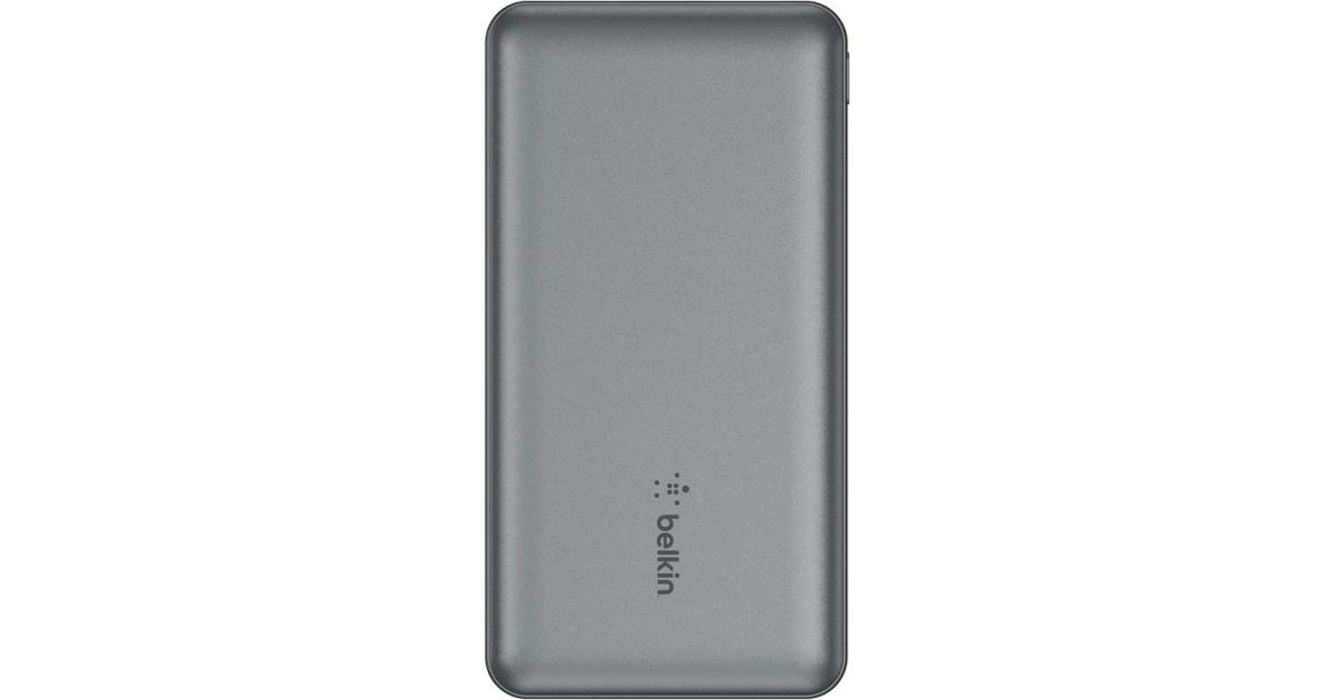 باور بنك (شاحن متنقل) Belkin BoostCharge, USB C 10000 mAh w/ 2xUSB-A Ports, 15W, iPhone 17, Air, Pro, Samsung Galaxy S25, iPad, Nintendo Switch 2, Google Pixel 10, etc. - Gray