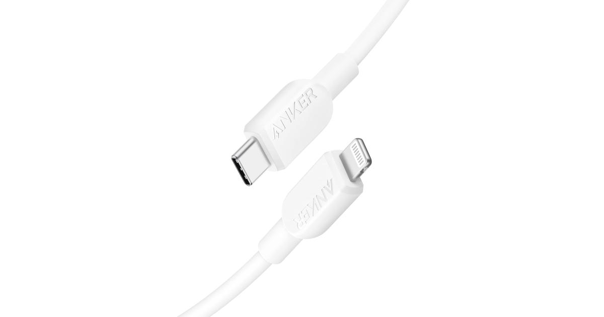 شاحن Anker USB C to Lightning Cable 180CM, MFi Certified for iPhone 14 Series, and More ( Not Included) - White