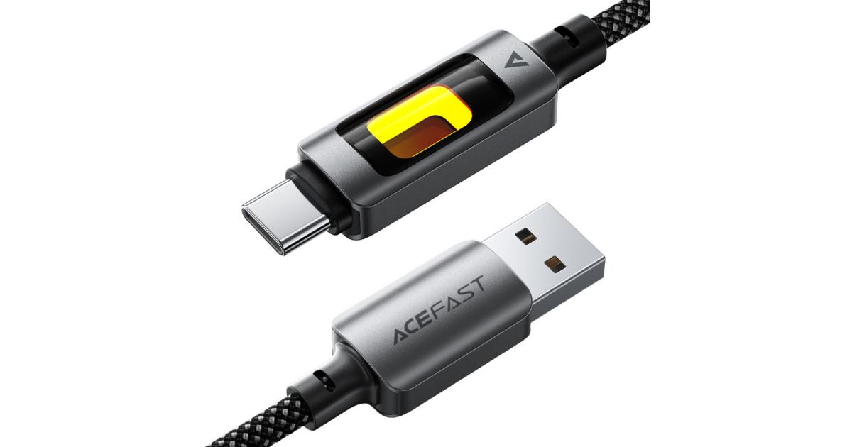 شاحن ACEFAST C21-04 Data & Cable LED RGB 7 Gradient Light Indicator USB-A To Type-C Fast Charging Fantasy Color Series