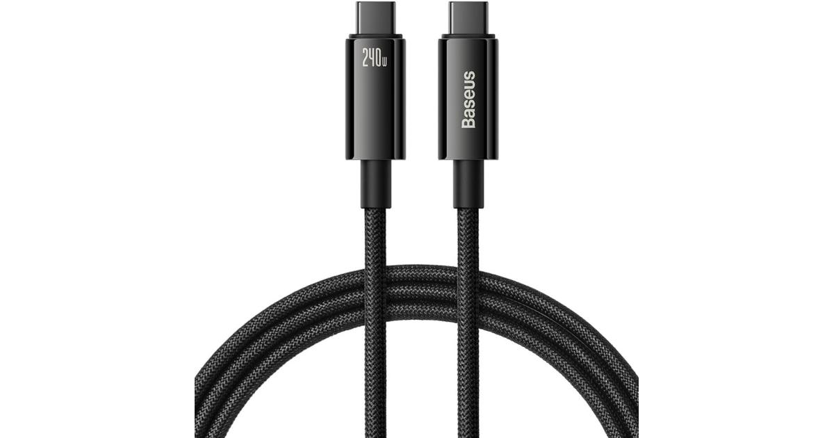 Baseus Tungsten Gold Fast Charging Data Cable Type-C to Type-C 240W 3m - Black