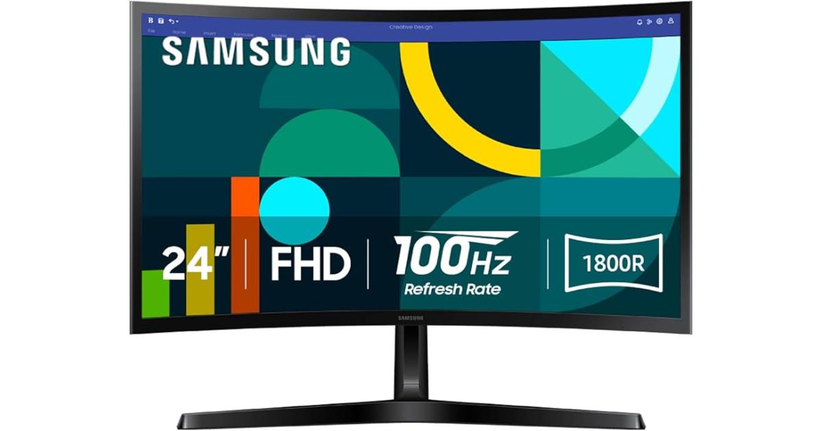 SAMSUNG 24" Essential S3 (D362) Full HD 1800R Curved 100Hz, Game Mode, Advanced Eye Comfort, HDMI & D-sub Ports , Black