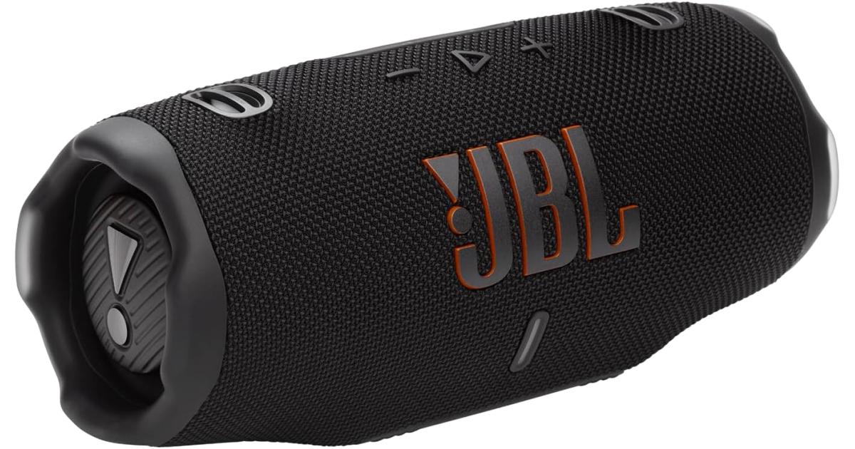 باور بنك (شاحن متنقل) JBL Charge 6 - Portable Waterproof & Drop-Proof Bluetooth Speaker, Bold Pro Sound with AI Sound Boost, 28Hrs of Playtime, Built-in & Comes with a Sturdy/Removable Carrying Strap - Black