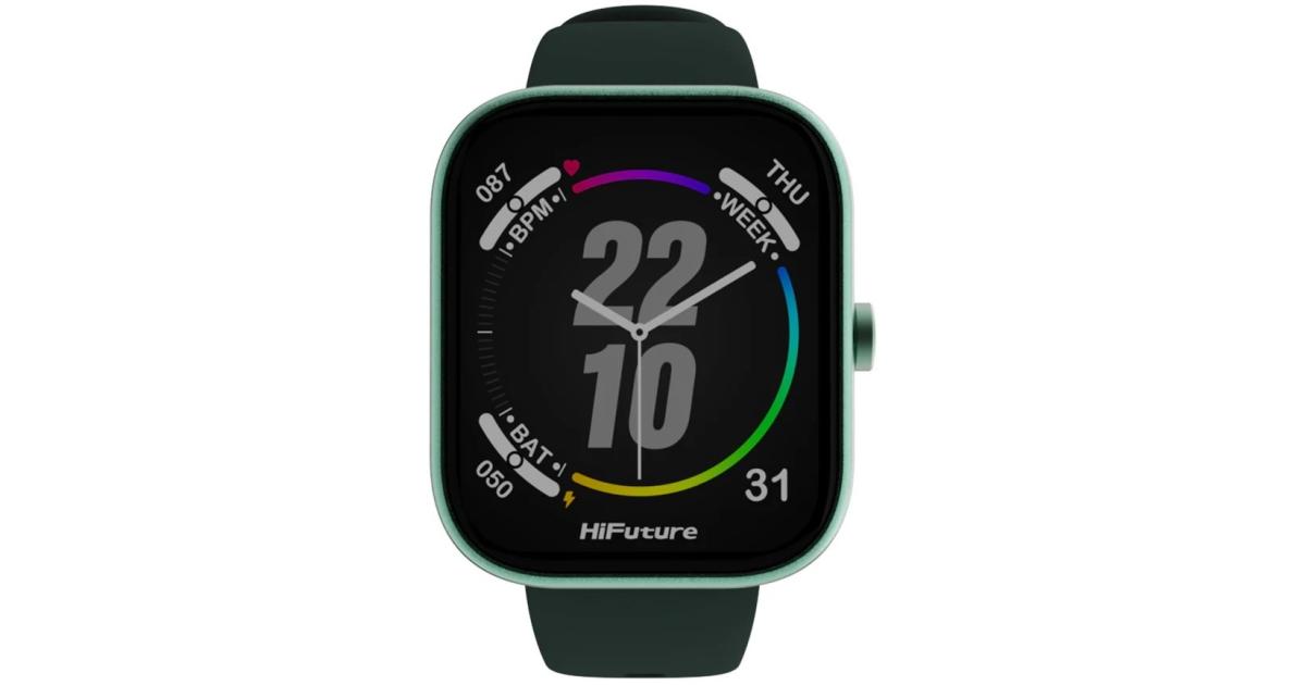 معالج HiFuture LUME Smartwatch 1.85" IPS Display, Dual-Core , 100+ Sports Modes, Built-in Wireless Calling, 24/7 Health Monitoring (Heart Rate, SpO2, Sleep), Ultra-Light Weight Sleek Design, Dark Green