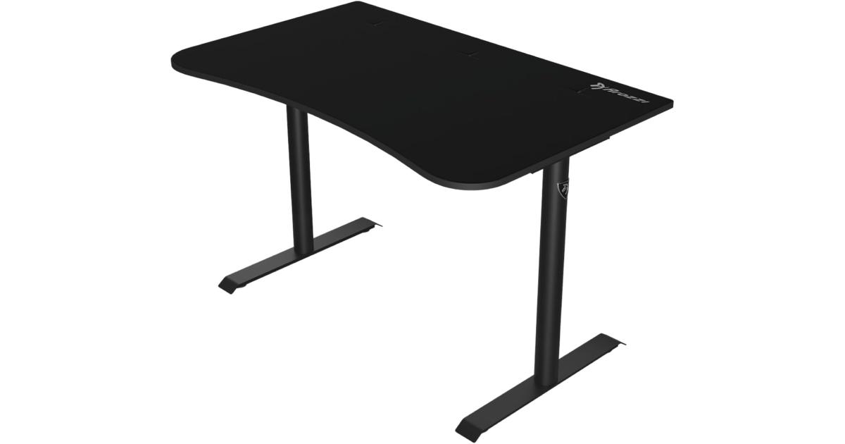 شاشة Arozzi Arena Small Curved Gaming and Office Desk with Full Surface Water Resistant and Washable Mouse Pad, 2 Mount Cut-Outs, and Built-In Cable Management , Pure Black
