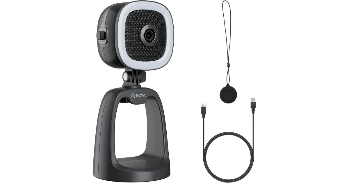 Boya BY-CM6A USB Condenser Microphone for Streaming Gaming PC Podcast Mic With1080P HD Camera and Fill Light for YouTube Studio Music Recording Singing Video for Windows Mac Laptop Desktop Mac Phones -Black