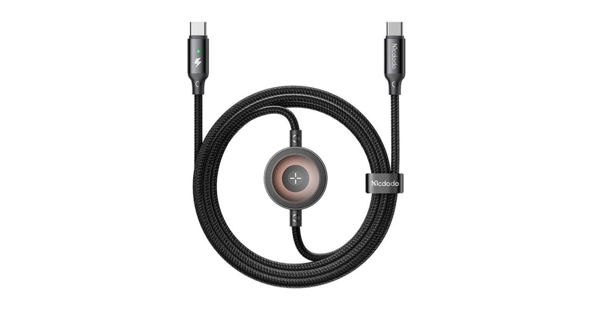 شاحن Mcdodo CA-2580 2-in-1 USB-C cable + Apple Watch , 60W, 1.5m - Black