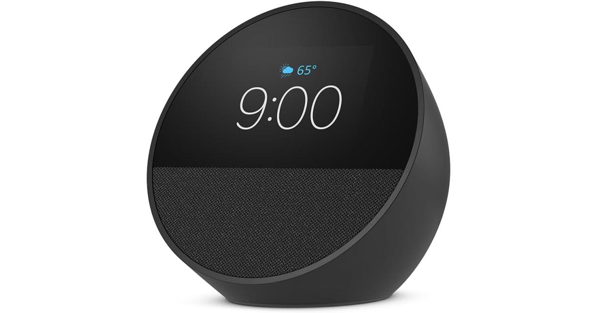 Amazon Echo Spot (2024 release) Smart Alarm Clock With Vibrant Sound + Alexa, Black