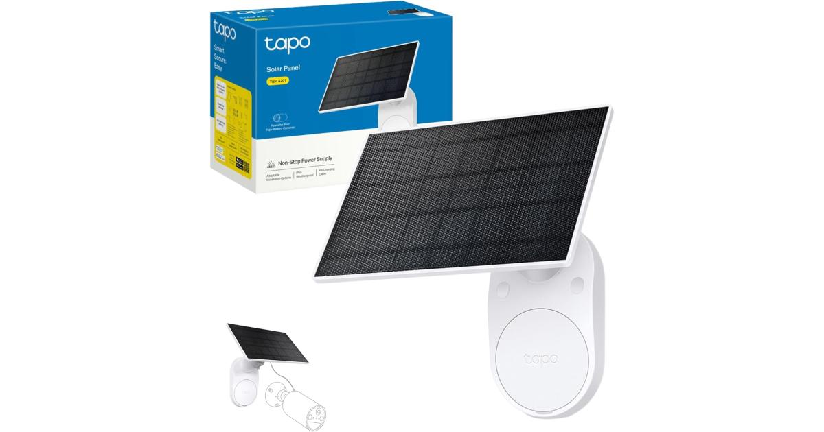 Tapo Tapo A201 Solar Panel Flexibly Installed & Angle Adjustment, High-Efficiency 45min Solar Charging for Full Day Usage, IP65 Weatherproof, Works with All Tapo Battery-powered cameras