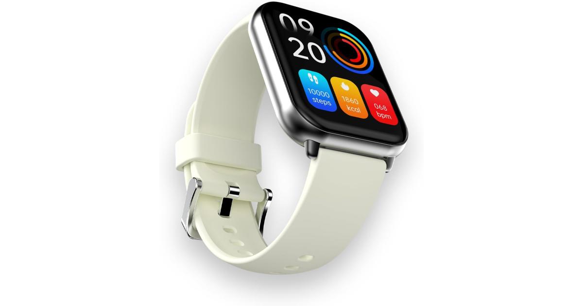HiFuture Zone2 Bluetooth Calling Smart Watch, 1.96-inch AMOLED IPS Display, IP68 Waterproof, Health Monitoring & 100+ Sports Modes, up to 7 Days Battery Life - Silver