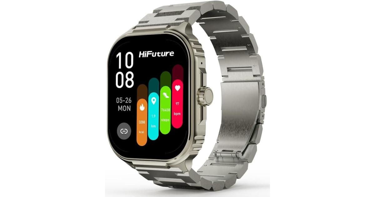 HiFuture Ultra3 PRO Premium Stainless Steel Smart Calling Watch, 2.04 Inch AMOLED Display, IP68 Waterproof, Enhanced Monitoring, 100+ Sports Modes, Sleep Monitoring, 7 Days Battery - Silver