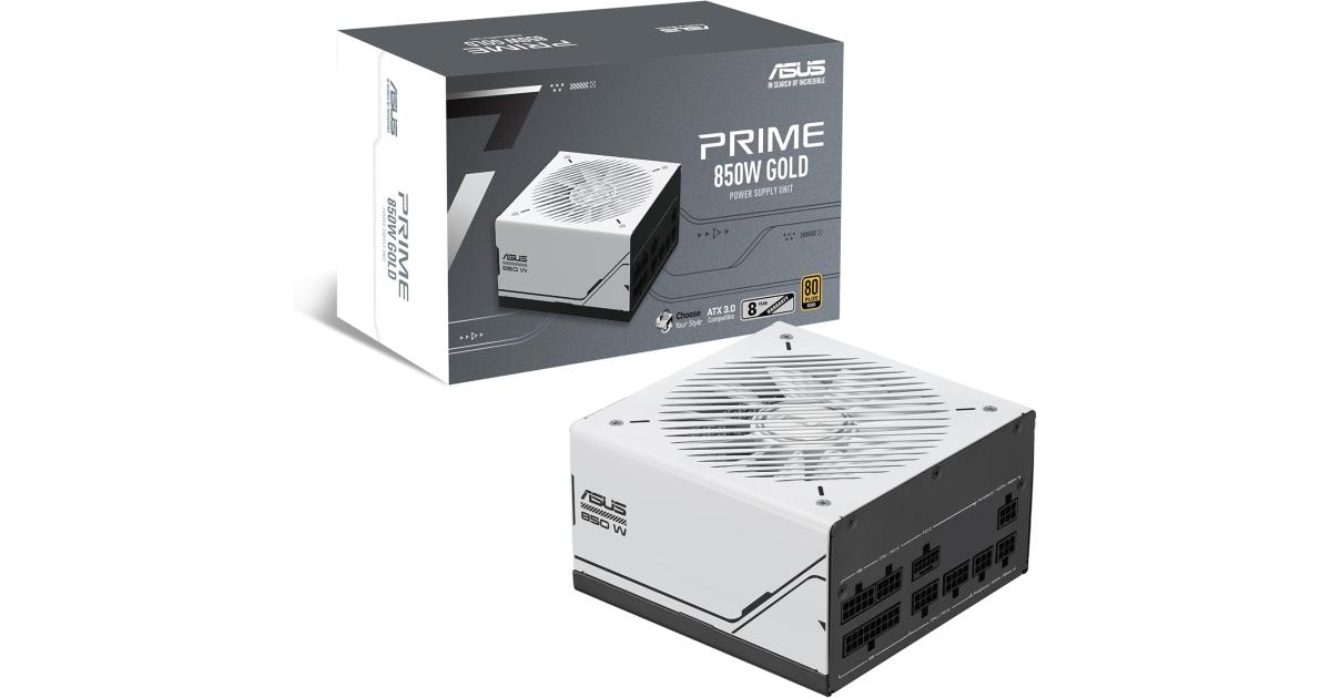 ASUS Prime 850W Gold ATX 3.0 Fully Modular 80+ Gold Certified Dual Ball Bearings Two Color Options in One