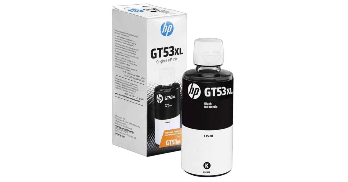 HP GT53XL 135-ml Black Original Ink Bottle (1VV21AE) | High Yield ~6,000 Pages, Pigment-based, For HP Smart Tank 500, 515, 530, 615 & Ink Tank 315, 415 Series