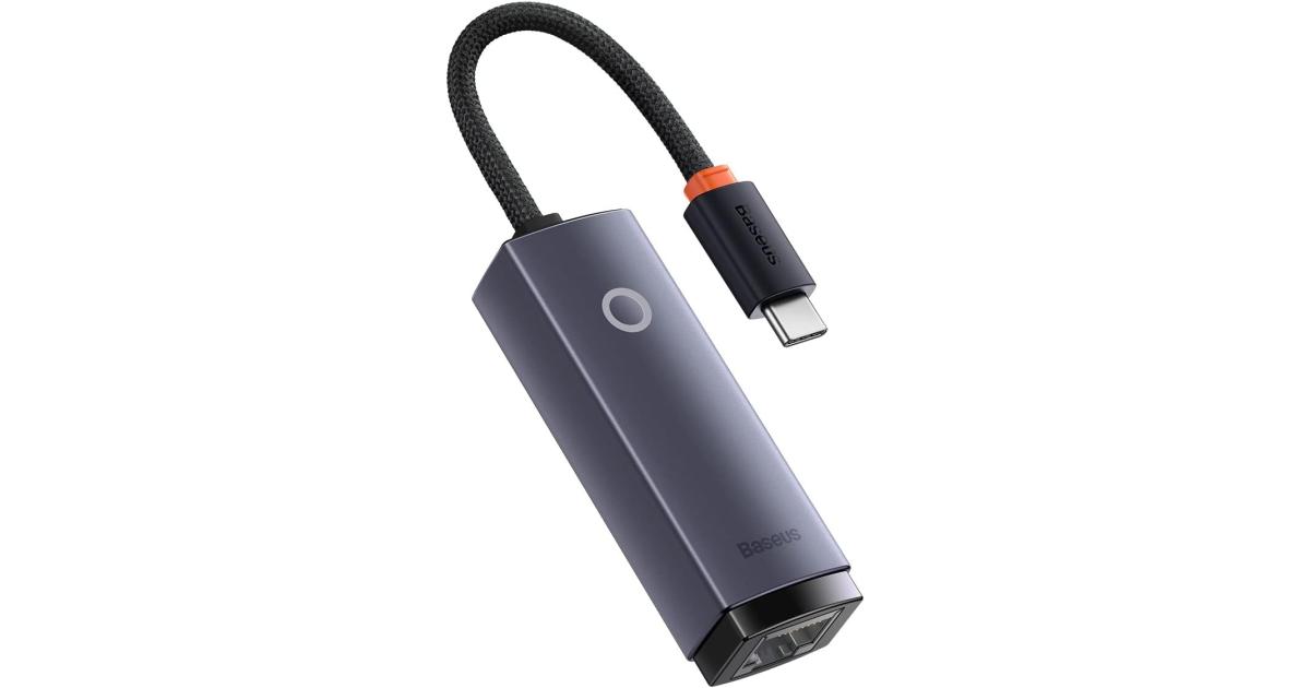 Baseus Lite Series RJ45 Lan Port Ethernet Adapter Type-C to RJ45 LAN Port 1000Mbps Hub - Grey