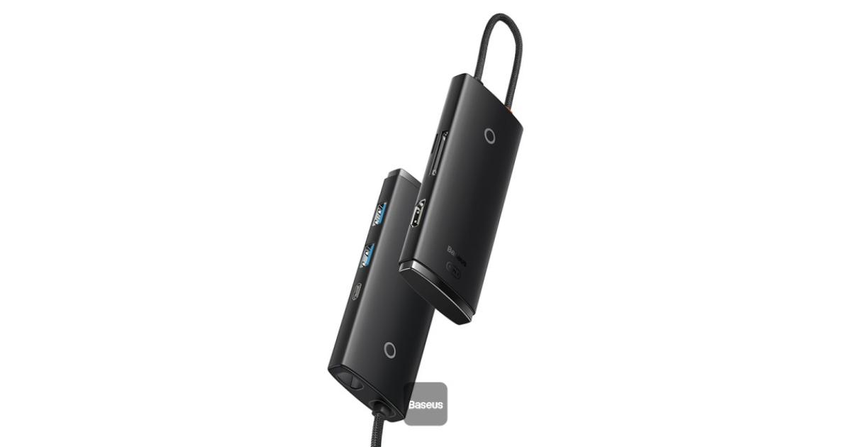 Baseus Lite Series 6-Port Type-C HUB Docking Station (Type-C to HDMI+USB3.0*2+PD+SD/TF)-Black