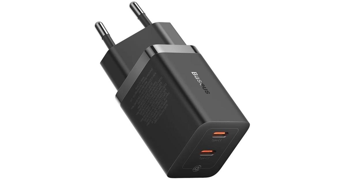 شاحن Baseus GaN5 Pro Fast Dual Type C Port, 40W EU, BCT technology- Black