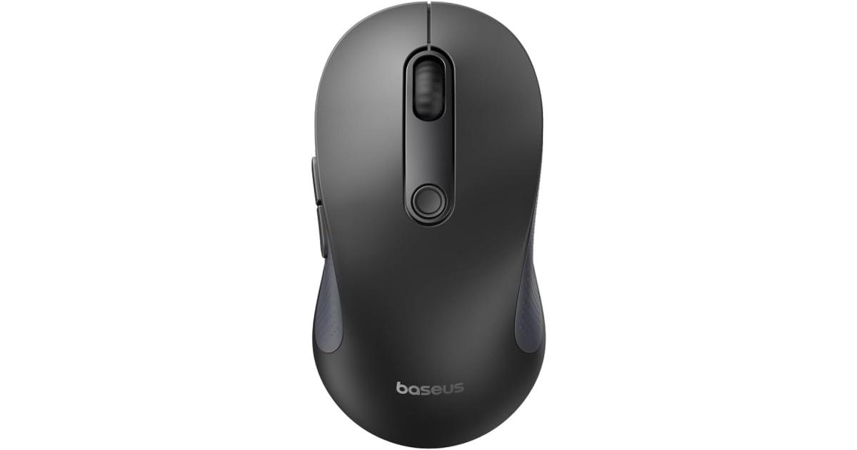 ماوس لاسلكي Baseus F02 Ergonomic Dual-Mode | Bluetooth 5.2 and 2.4Ghz Connectivity, Silent Buttons, 5 DPI Modes - Black