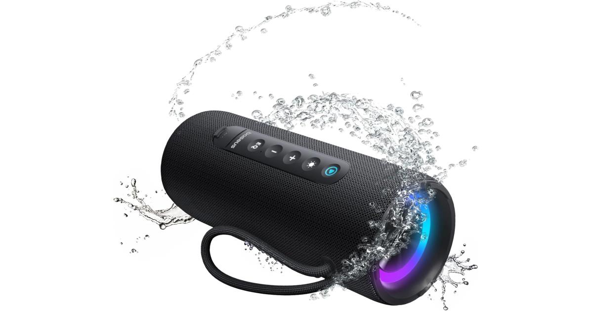 Baseus AeQur Series VO20 Bluetooth Speaker with Ambient RGB Light | BT 5.3, 15H Playtime, 15W Loud Stereo Sound, Deep Bass - Black