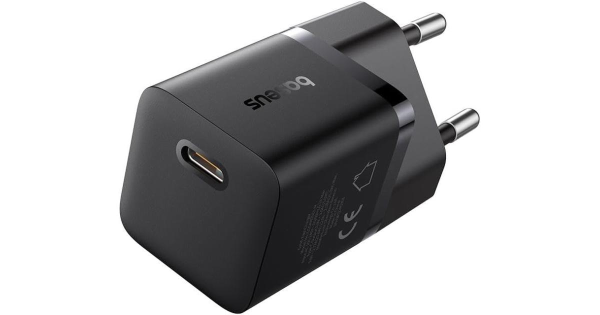 شاحن Baseus GaN5 Fast (mini) 1C 25W EU Cluster Supports PPS, PD 3.0, QC 3.0 - Black