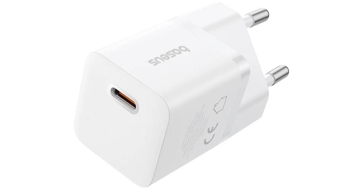 شاحن Baseus GaN5 Fast (mini) 1C 25W EU Cluster Supports PPS, PD 3.0, QC 3.0 - White