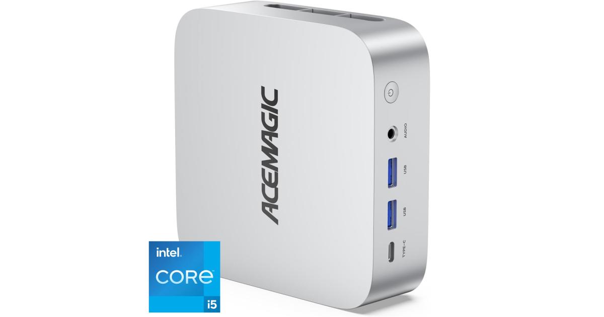 كمبيوتر صغير (Mini PC) ACEMAGIC W1 Barebone Intel 13Gen Core i5 13420H 8-Cores High-Performance Processor For Home & Business Support Triple 4K Display Support , Silver