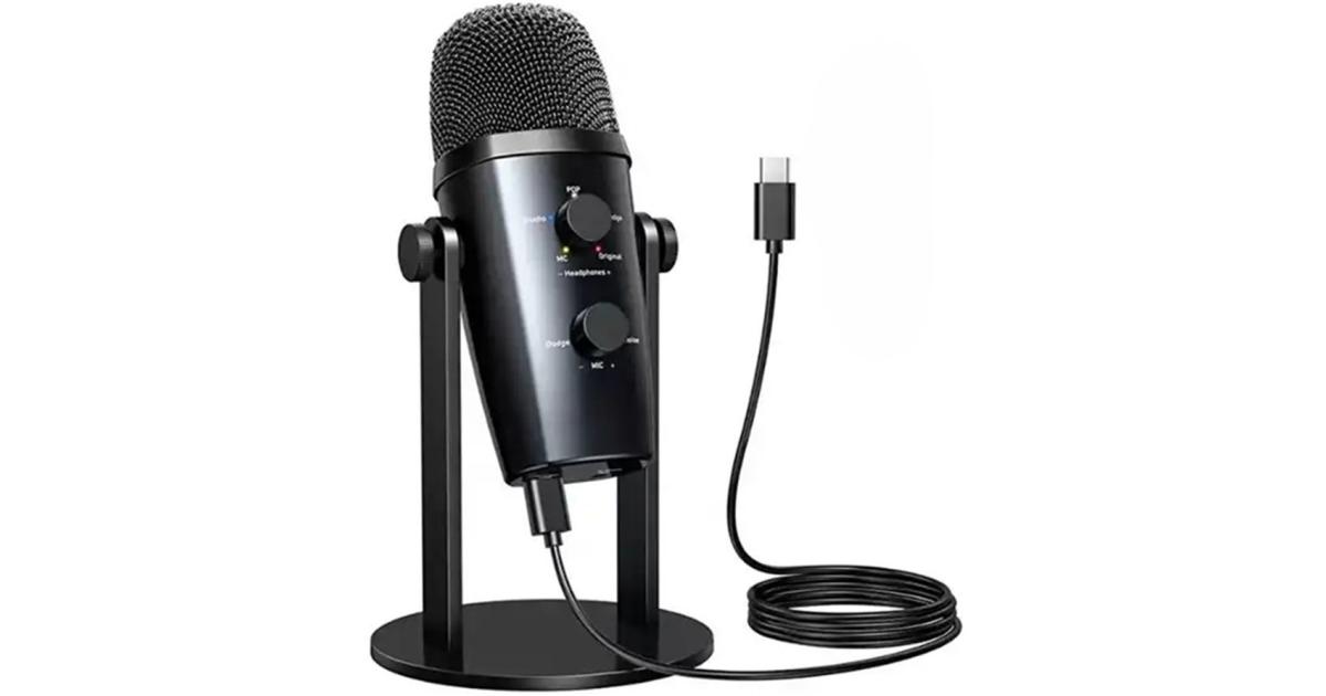 JMARY MC-PW10 Professional 4 Sound Modes USB Desktop Condenser Microphone - Black