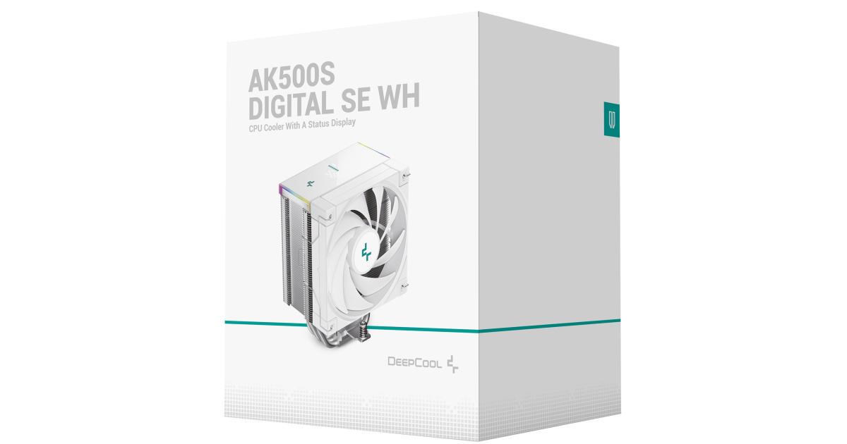معالج DeepCool AK500s Digital SE Cooler 240w TDP Giant Heatsink 90mm Thickness 5 Copper Heat Pipes BBH 120mm PWM Fan w/Status Display Screen For AMD & Intel , White