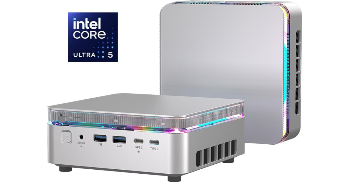 معالج ACEMAGIC F3M (2025) Mini AI PC Barebone Intel Core Ultra 5 125H 14-Cores High-Performance w/ Supporting up to 3 Displays & 2 Lan , Silver