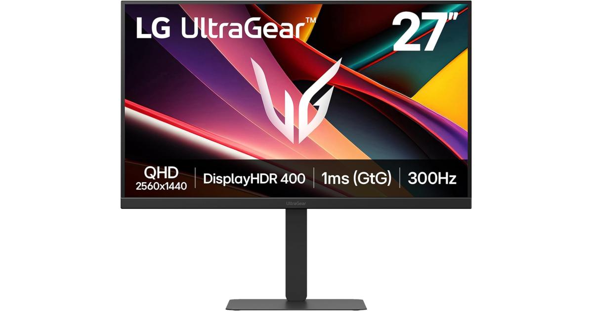 LG UltraGear G6 27G640A 27" IPS 2K 300Hz 1ms DisplayHDR 400 & 95% DCI-P3 NVIDIA® G-SYNC® Compatible Adjustable Stand w/ HDMI 2.1, USB C & Speakers - Black