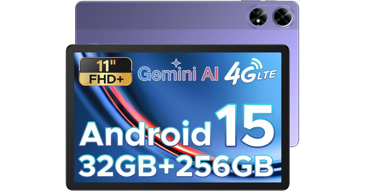 كيبورد DOOGEE Tab G6 Plus VIB Edition (2025) 11.0" Android LTE Tablet (256GB Storage / 8GB + 24GB Shared Memory) Bundle ( + Pen + Cover + Screen Protector) , Purple