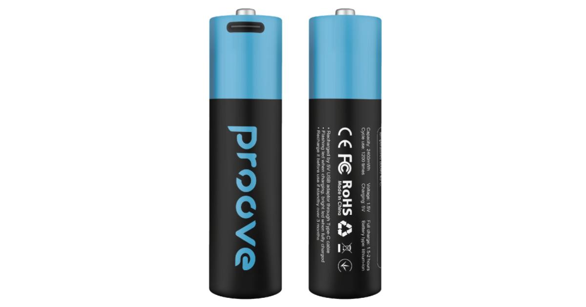 Proove Compact Energy Rechargeable Batteries AA Type Batteries 2400mWh (2 Pieces)