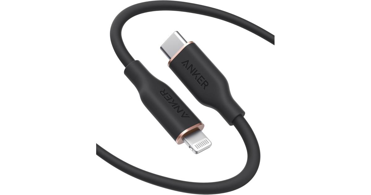 كابل شحن Anker CA-A8663 USB-C to Lightning Cable, (Midnight Black, 1.8M), MFi Certified, Powerline III Flow Silicone Fast for iPhone 13 13 Pro 12 11 X XS XR 8 Plus - Back