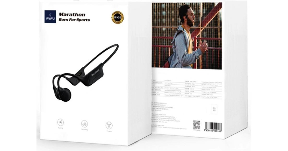 WIWU Marathon MA1 Wireless Bone Conduction Headphone, 5 Hours Music Time, Bluetooth 5.0, 10m Transmission Distance - Black