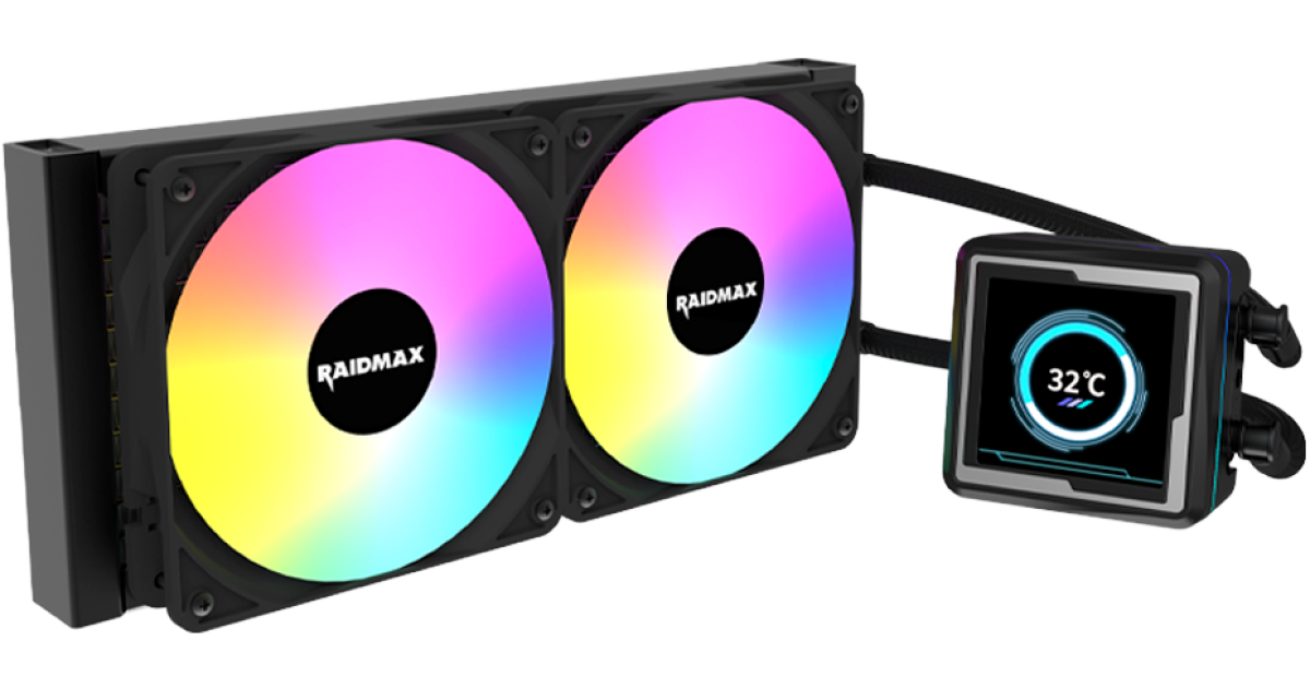 Raidmax LM240 ARGB LCD AIO Water Cooling System 240mm ARGB 2.73" IPS Animation LCD Display Compatible with Intel & AMD CPU Socket . Black