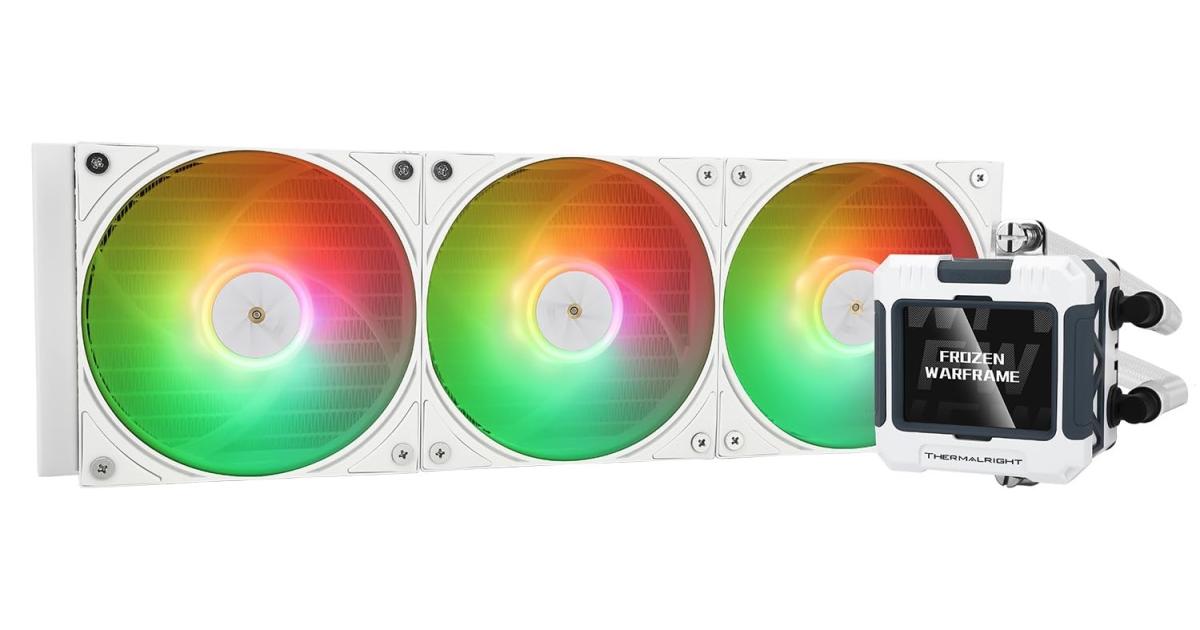 معالج Thermalright Frozen Warframe 360 White ARGB Water Cooler 360° AIO Cooling, 320x240 IPS Resolution, LCD Display, Liquid Cooler for AMD/Intel