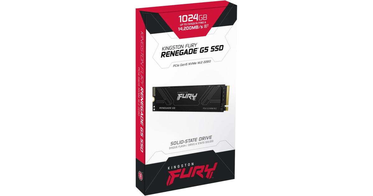 Kingston FURY Renegade G5 1TB PCIe 5.0 NVMe M.2 SSD up to 14,200MB/s
