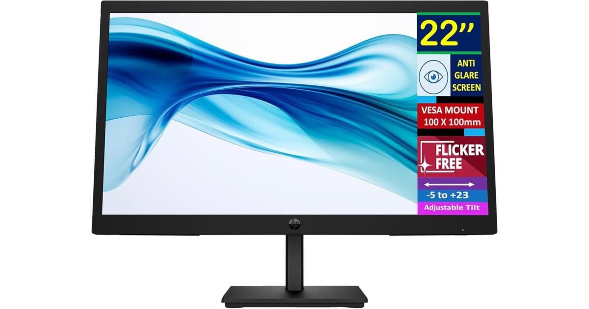 HP Series 3 Pro 322pv 22" Full-HD 75Hz Anti-Glare, Flicker Free Low Blue Light w/ HDMI & VGA Interface , Black