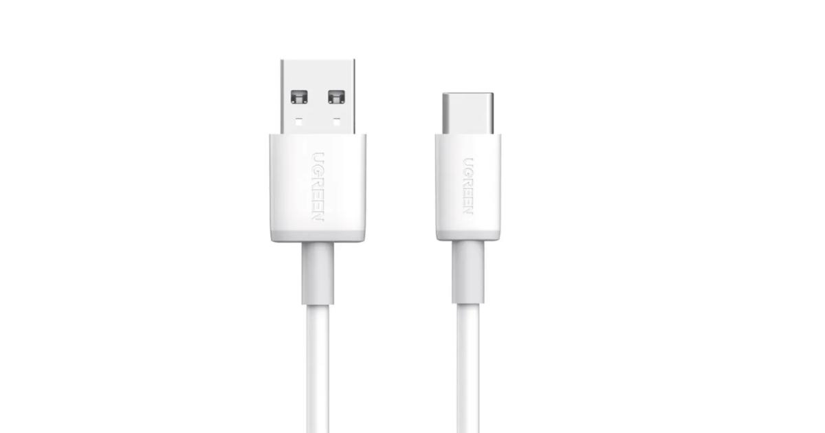 شاحن UGREEN USB-A To Type-C Cable QC3.0 3A Fast Charging Cable 1M - White