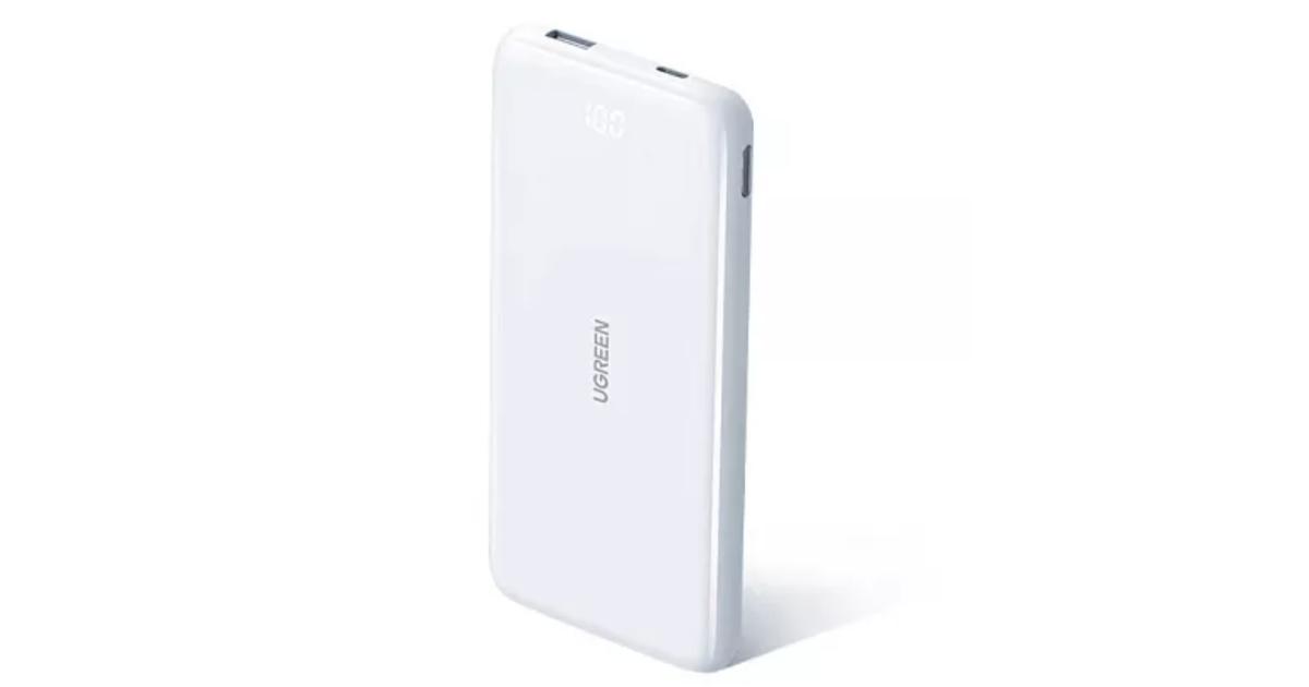 باور بنك (شاحن متنقل) UGREEN PB200 10000mAh Ultra Slim Two-Way Fast Charging 20W - White