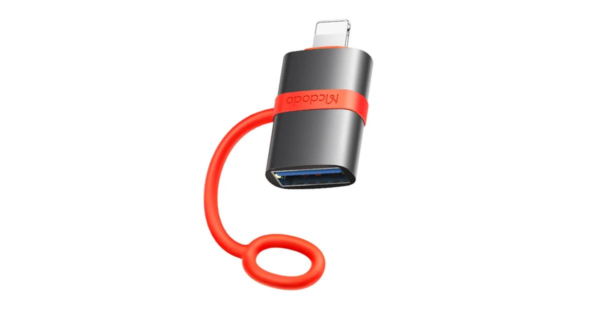 Mcdodo OT-2600 USB-A 3.0 to Lightning Adapter High Speed Data Transfer OTG Compatible Aluminum Alloy Exterior Silicone Band Design