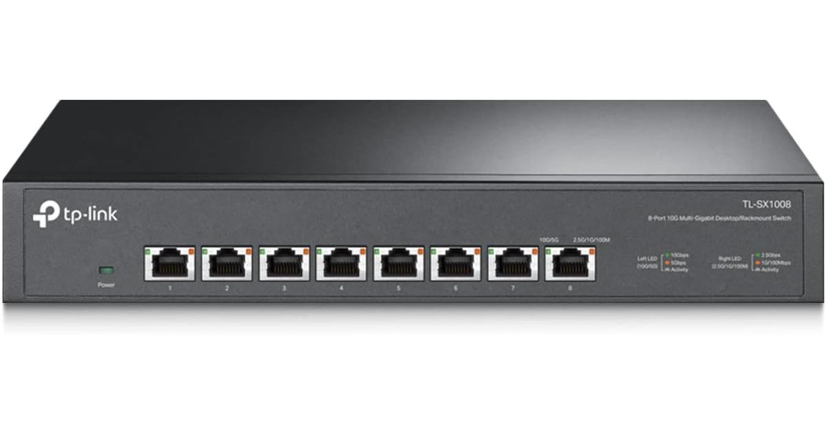 TP-Link TL-SX1008 | 8 Port 10G/Multi-Gig Unmanaged Ethernet Switch | Desktop/Rackmount | Plug & Play | Sturdy Metal Casing | Speed Auto-Negotiation