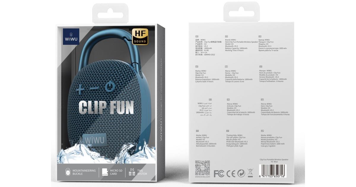 WiWU H3 Clip Fun Portable Wireless Speaker - Blue