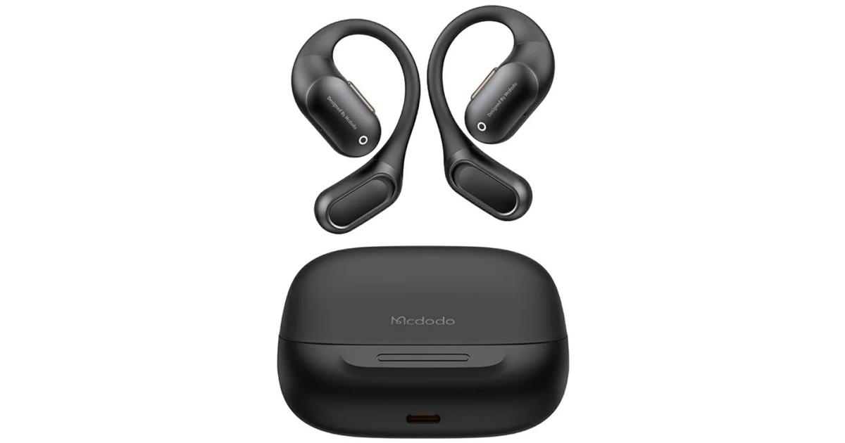 MCDODO HP-007 Open-Ear True Wireless Earbuds with LED Display BT Headphones IPX4 Water Resistant, up to 24 Hours Play Time- Black
