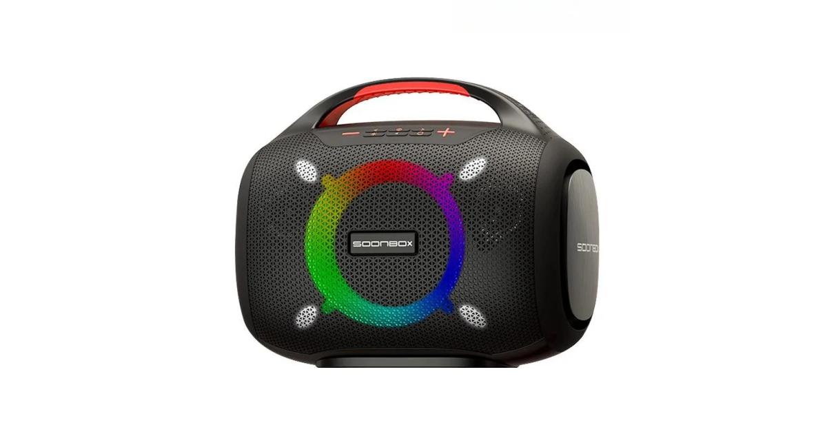 Soonbox S6300 Stereo Bluetooth High Power Party Box Waterproof Outdoor 80W Wireless Speaker Portable Audio System Sound Speakers - Black