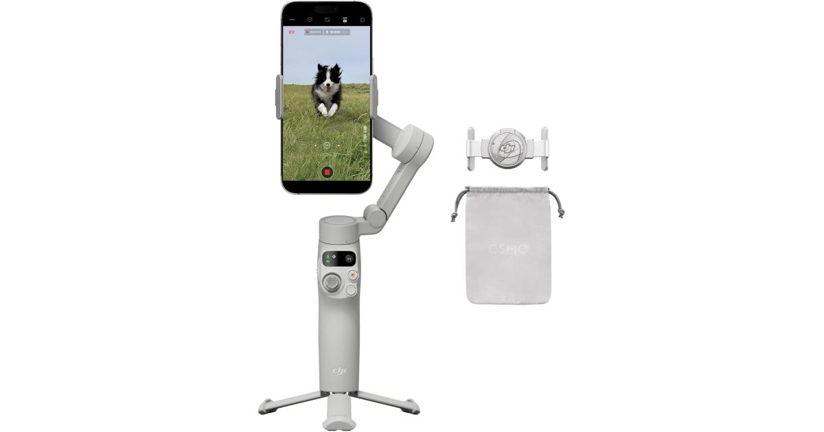 DJI Osmo Mobile 7 Gimbal Stabilizer for iPhone, Android, Built-in Tripod, Ultra-Light, Comfortable Grip, 3-Axis Phone Gimbal, ActiveTrack 7.0, ShotGuides, One-Tap Edit, 10hrs Use, Phone Charging