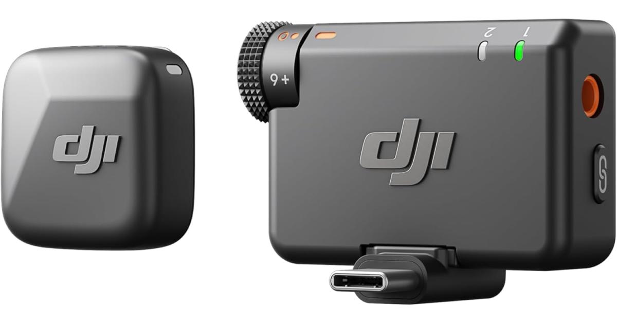 DJI Mic Mini (1 TX + 1 RX), Wireless Lavalier Microphone for iPhone/Camera/Android, Ultralight, Detail-Rich Audio, Noise Cancelling, Automatic Limiting, Vlog, Streaming, 400m Transmission
