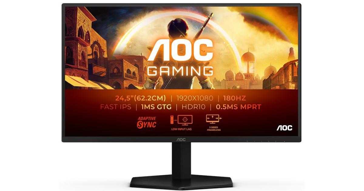 AOC 25G42E Gaming 25" Fast IPS Full HD 180Hz up to 0.5ms HDR 10 sRGB 125% Adaptive-Sync w/ HDMI 2.0 & DisplayPort