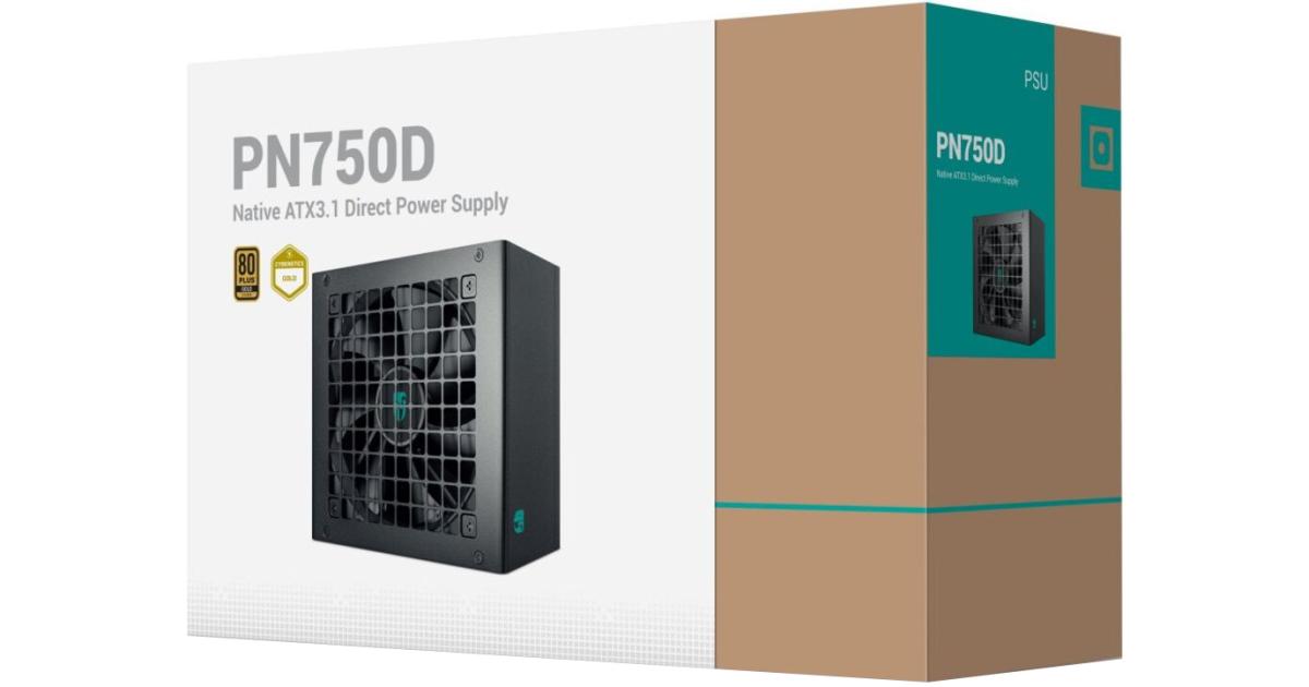 Deepcool Gamer Storm PN750D 750W 80+ Gold ATX 3.1 + PCI-E 5.1 Active PFC + Full Bridge SRC LLC + DC to DC, Hydro Bearing, 120mm Fan Size, Black